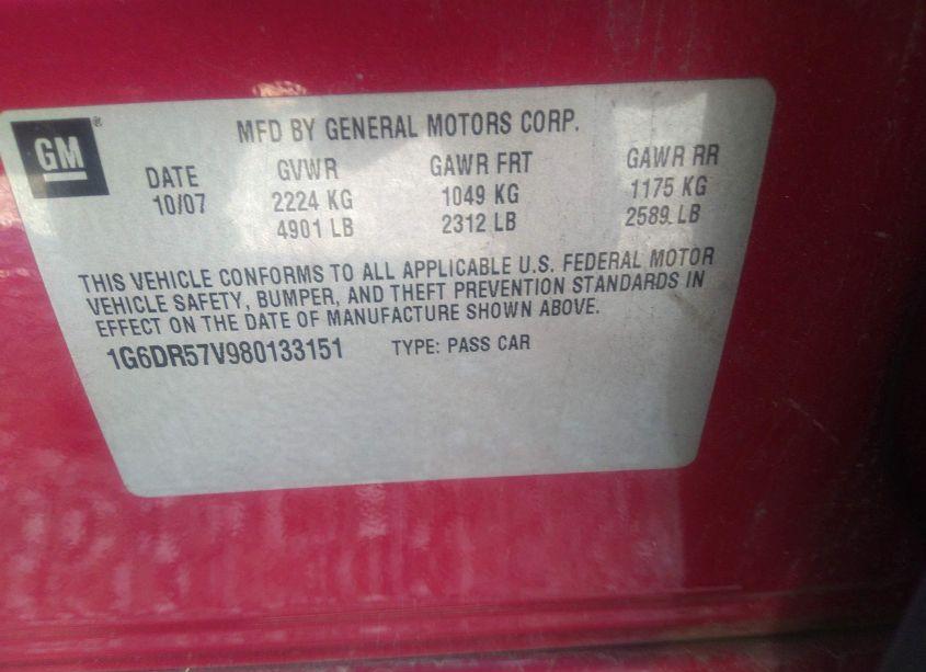 Photo 9 of 2008 Cadillac Cts STANDARD (VIN 1G6DR57V980133151)