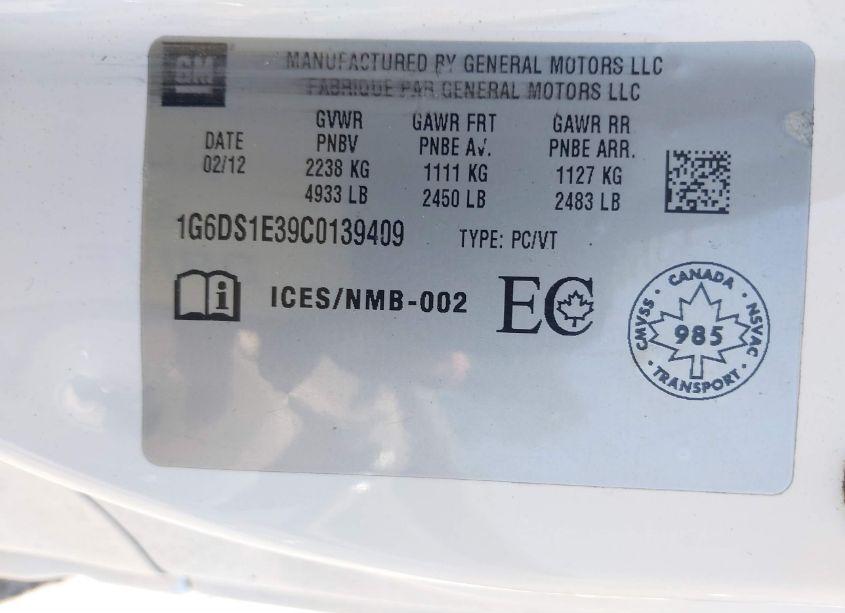 Photo 9 of 2012 Cadillac Cts PREMIUM (VIN 1G6DS1E39C0139409)