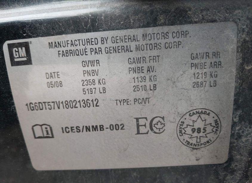 Photo 9 of 2008 Cadillac Cts STANDARD (VIN 1G6DT57V180213612)