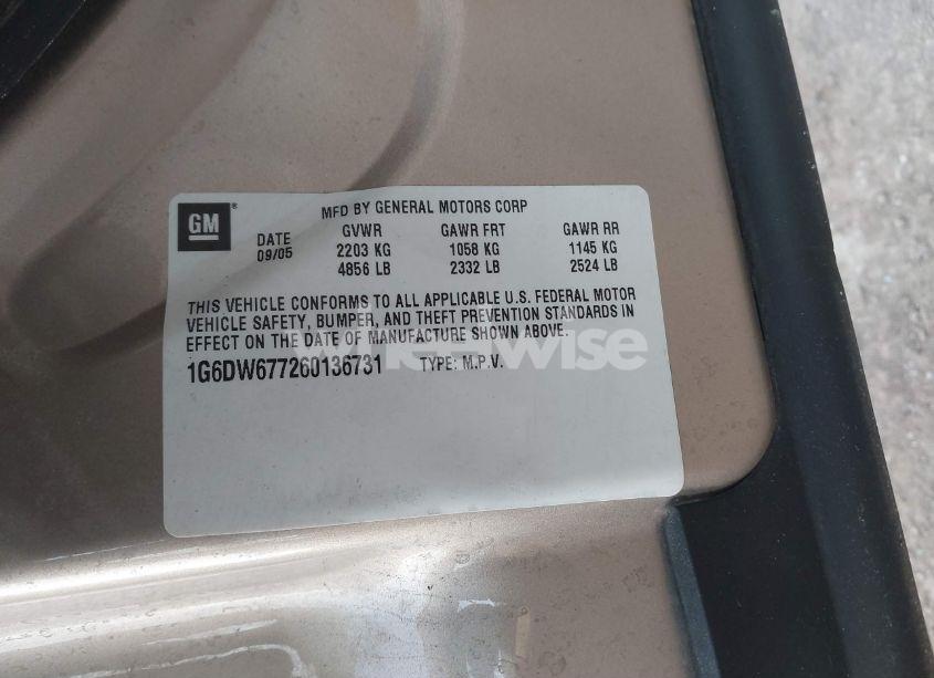 Photo 9 of 2006 Cadillac Sts V6 (VIN 1G6DW677260136731)