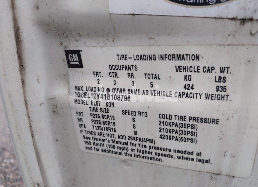 Photo 9 of 2001 Cadillac Eldorado ESC (VIN 1G6EL12Y41B108796)