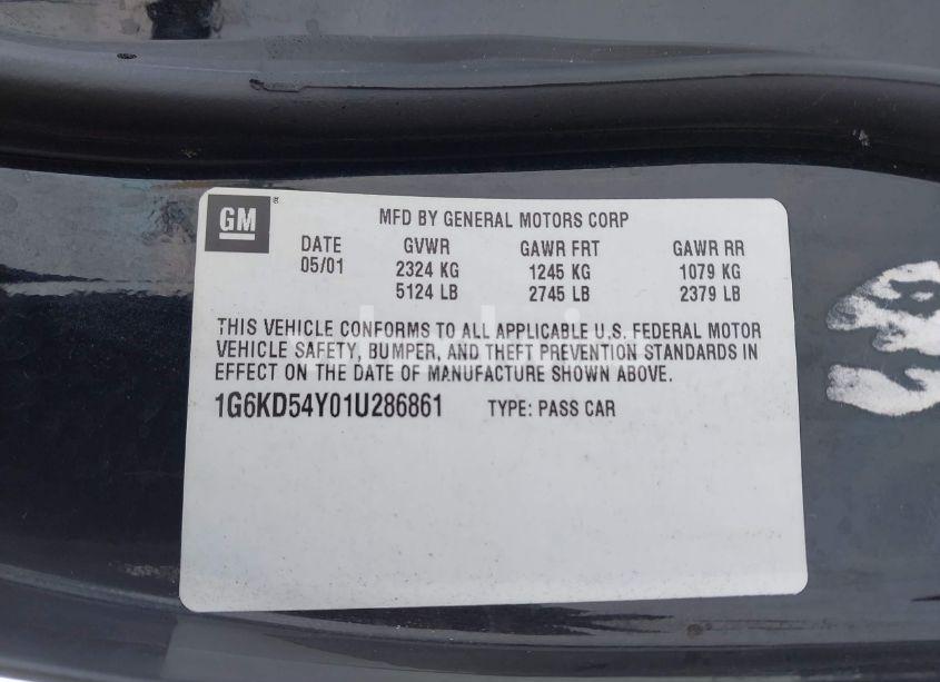 Photo 9 of 2001 Cadillac Deville STANDARD (VIN 1G6KD54Y01U286861)