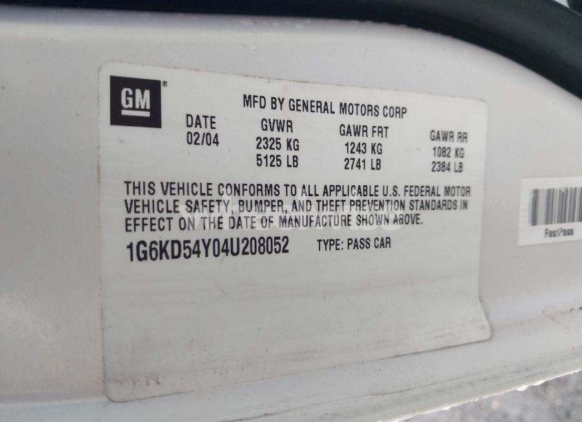 Photo 9 of 2004 Cadillac Deville STANDARD (VIN 1G6KD54Y04U208052)