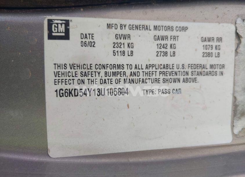 Photo 9 of 2003 Cadillac Deville STANDARD (VIN 1G6KD54Y13U105804)