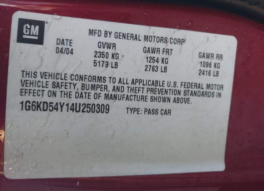 Photo 9 of 2004 Cadillac Deville STANDARD (VIN 1G6KD54Y14U250309)