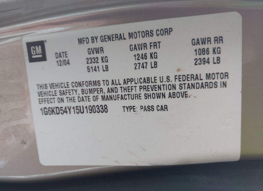 Photo 9 of 2005 Cadillac Deville LIVERY (VIN 1G6KD54Y15U190338)