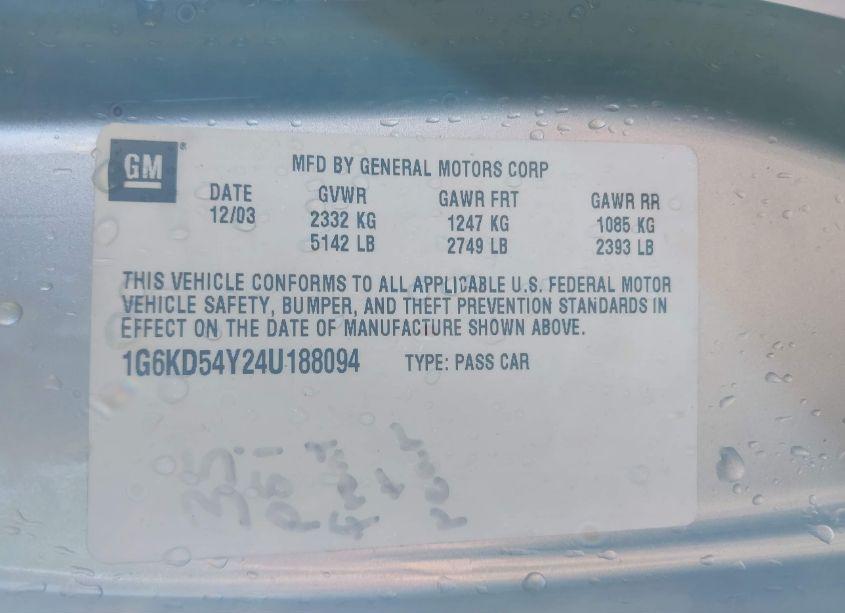 Photo 9 of 2004 Cadillac Deville STANDARD (VIN 1G6KD54Y24U188094)