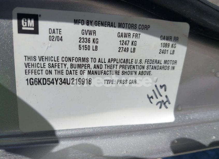 Photo 9 of 2004 Cadillac Deville STANDARD (VIN 1G6KD54Y34U219918)