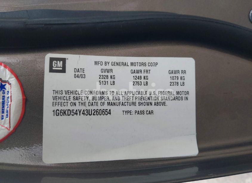 Photo 9 of 2003 Cadillac Deville STANDARD (VIN 1G6KD54Y43U260654)