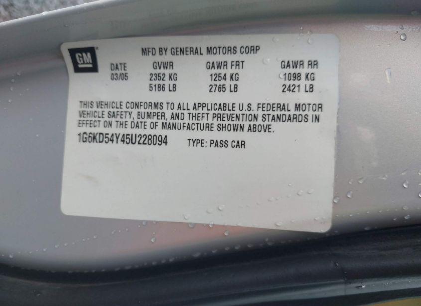 Photo 9 of 2005 Cadillac Deville STANDARD (VIN 1G6KD54Y45U228094)