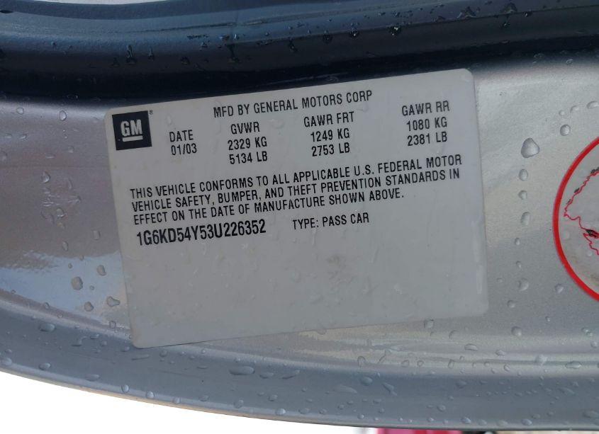 Photo 9 of 2003 Cadillac Deville STANDARD (VIN 1G6KD54Y53U226352)