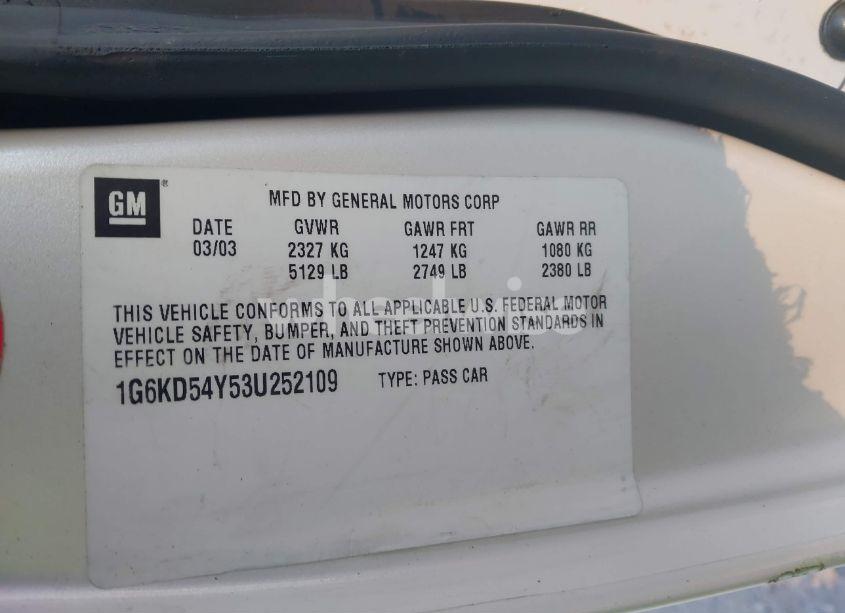 Photo 9 of 2003 Cadillac Deville STANDARD (VIN 1G6KD54Y53U252109)