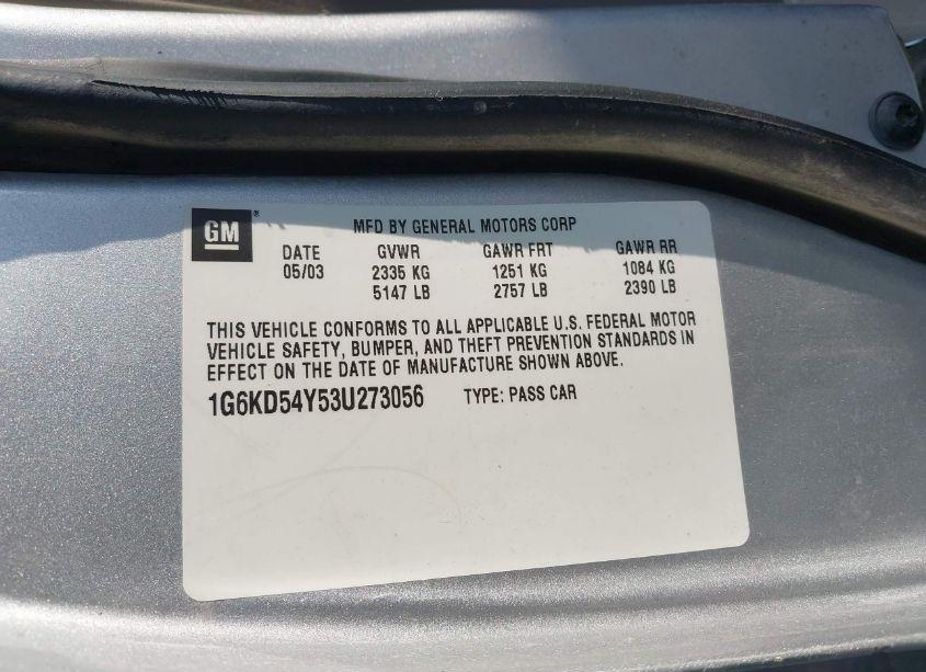 Photo 9 of 2003 Cadillac Deville STANDARD (VIN 1G6KD54Y53U273056)