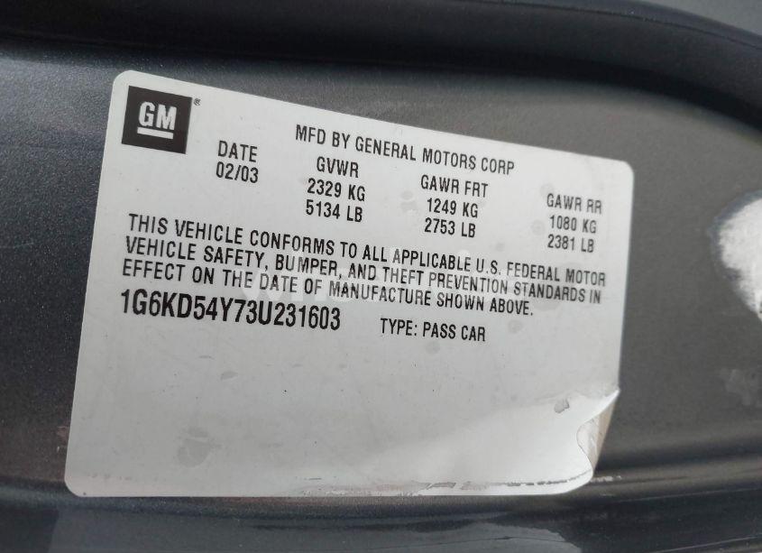 Photo 9 of 2003 Cadillac Deville STANDARD (VIN 1G6KD54Y73U231603)