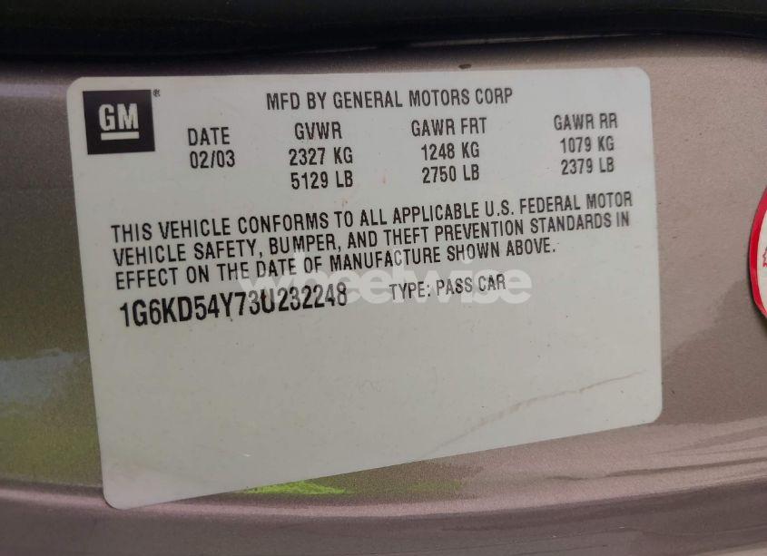 Photo 9 of 2003 Cadillac Deville STANDARD (VIN 1G6KD54Y73U232248)