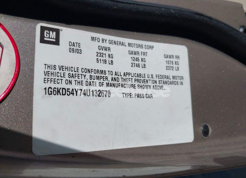 Photo 9 of 2004 Cadillac Deville STANDARD (VIN 1G6KD54Y74U132670)