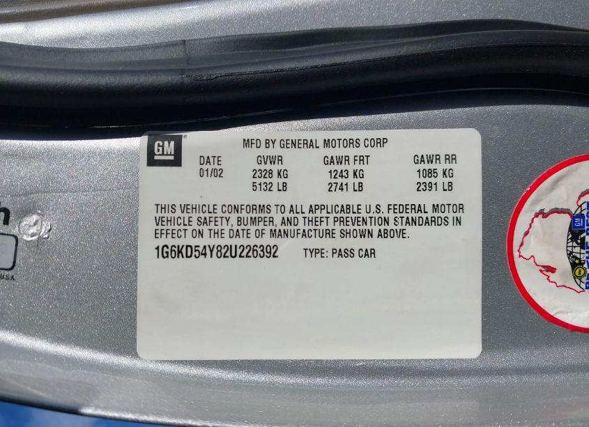 Photo 9 of 2002 Cadillac Deville STANDARD (VIN 1G6KD54Y82U226392)