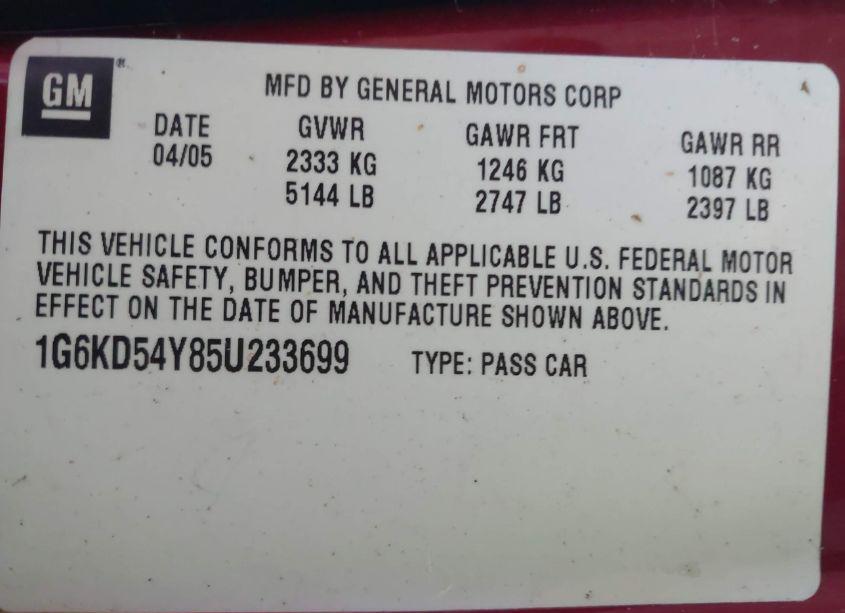 Photo 9 of 2005 Cadillac Deville LIVERY (VIN 1G6KD54Y85U233699)