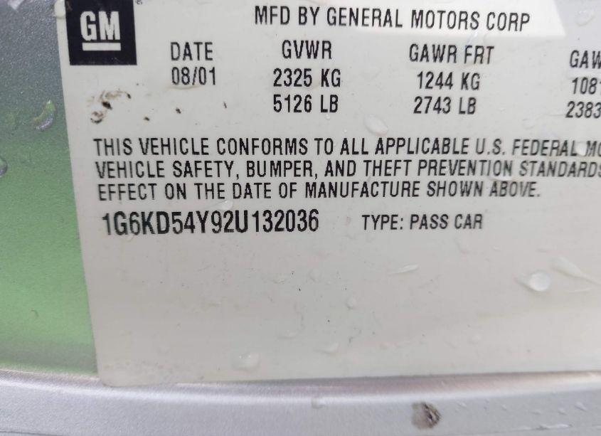 Photo 9 of 2002 Cadillac Deville STANDARD (VIN 1G6KD54Y92U132036)