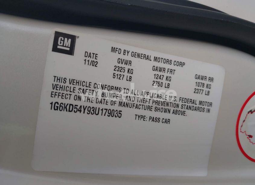 Photo 9 of 2003 Cadillac Deville STANDARD (VIN 1G6KD54Y93U179035)