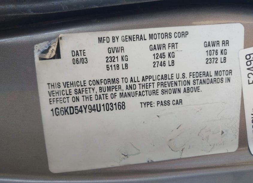 Photo 9 of 2004 Cadillac Deville STANDARD (VIN 1G6KD54Y94U103168)