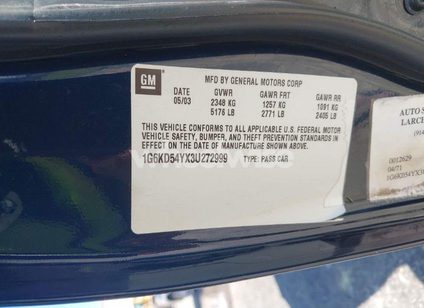 Photo 9 of 2003 Cadillac Deville STANDARD (VIN 1G6KD54YX3U272999)