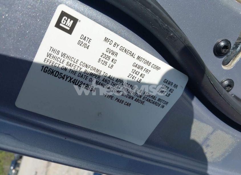 Photo 9 of 2004 Cadillac Deville STANDARD (VIN 1G6KD54YX4U212934)