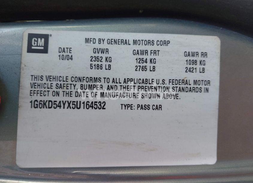 Photo 9 of 2005 Cadillac Deville STANDARD (VIN 1G6KD54YX5U164532)