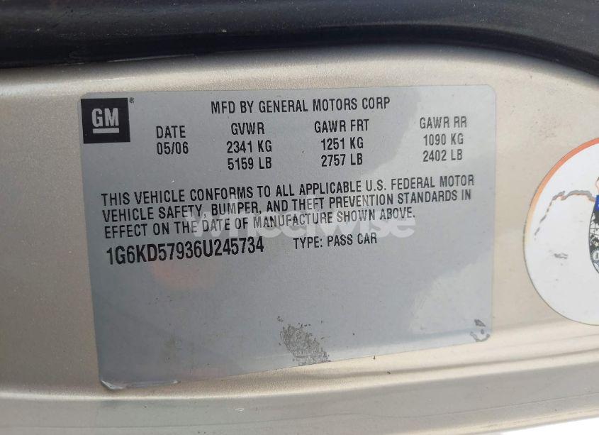 Photo 9 of 2006 Cadillac Dts PERFORMANCE (VIN 1G6KD57936U245734)