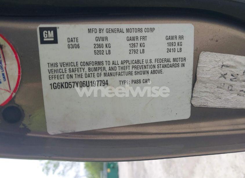 Photo 9 of 2006 Cadillac Dts (VIN 1G6KD57Y06U197794)