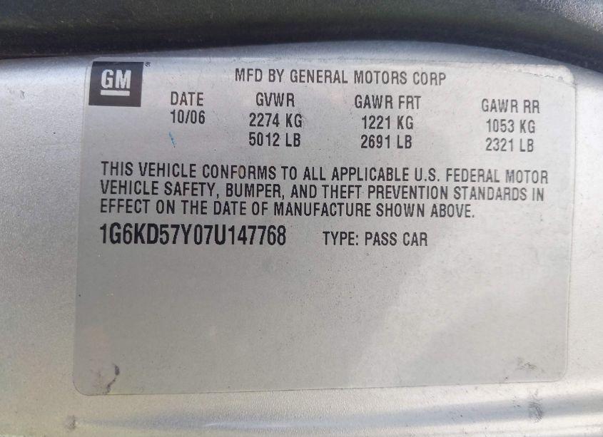 Photo 9 of 2007 Cadillac Dts LUXURY I (VIN 1G6KD57Y07U147768)