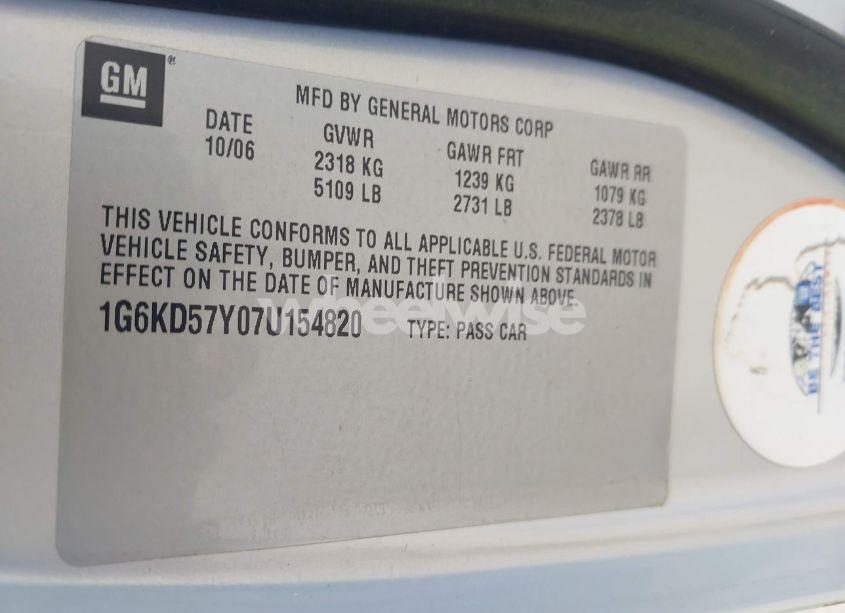 Photo 9 of 2007 Cadillac Dts LUXURY II (VIN 1G6KD57Y07U154820)