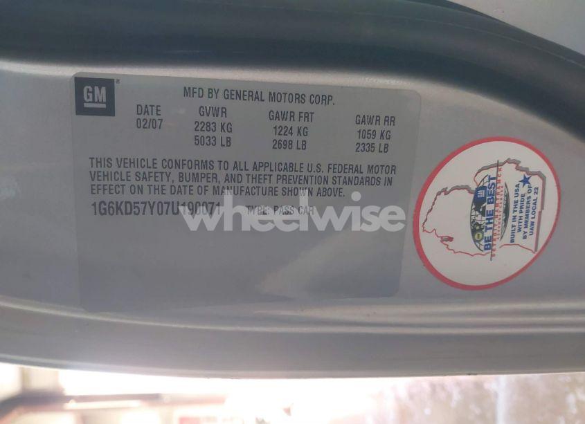 Photo 9 of 2007 Cadillac Dts LUXURY I (VIN 1G6KD57Y07U190071)