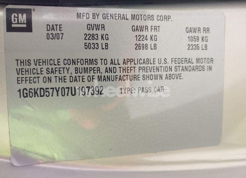 Photo 9 of 2007 Cadillac Dts LUXURY I (VIN 1G6KD57Y07U197392)