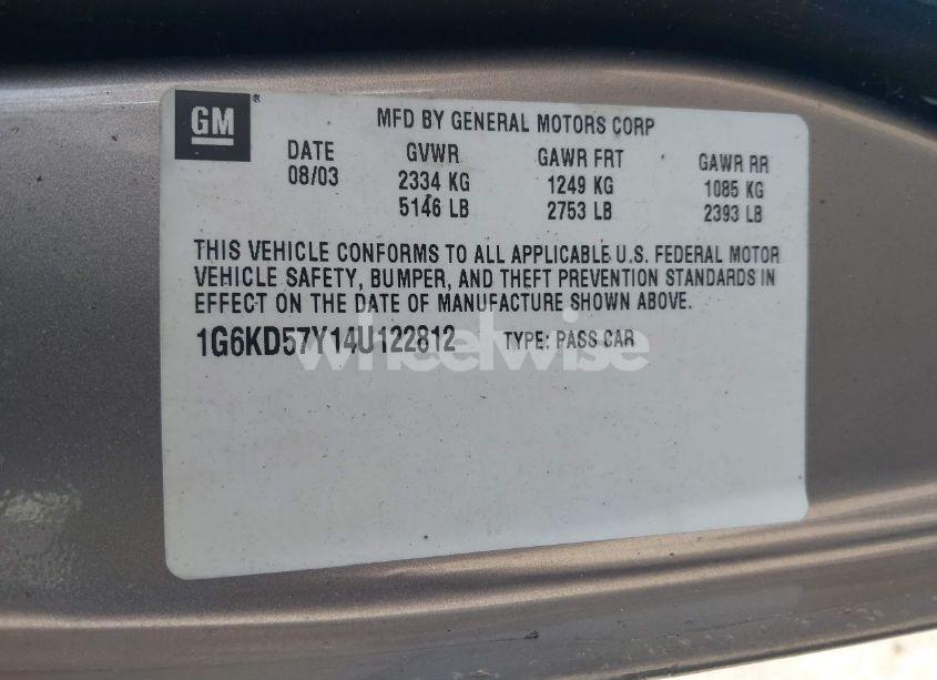 Photo 9 of 2004 Cadillac Deville STANDARD (VIN 1G6KD57Y14U122812)