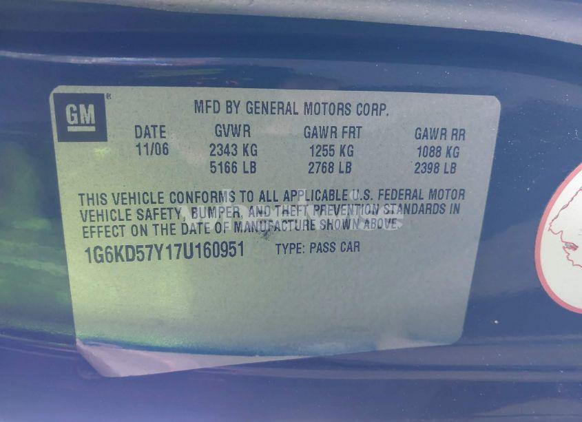 Photo 9 of 2007 Cadillac Dts LUXURY I (VIN 1G6KD57Y17U160951)