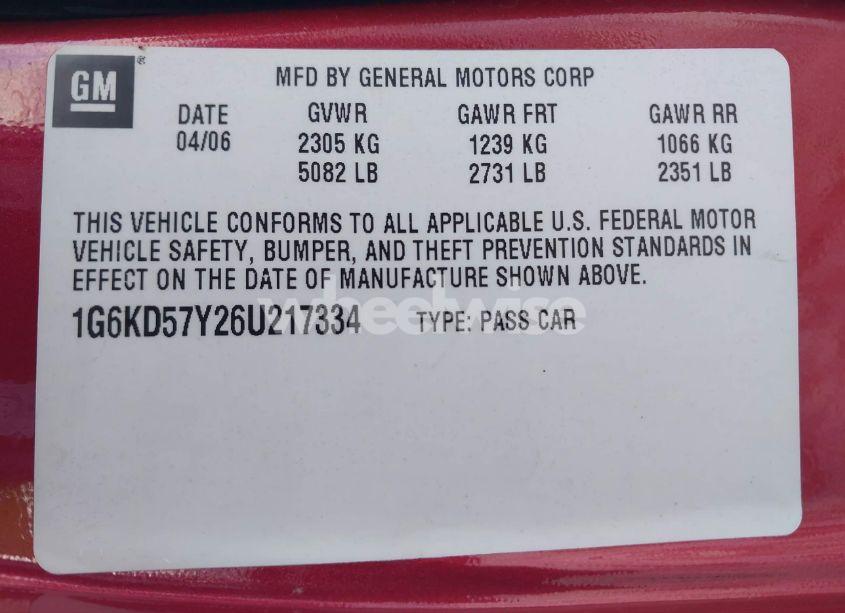 Photo 9 of 2006 Cadillac Dts (VIN 1G6KD57Y26U217334)