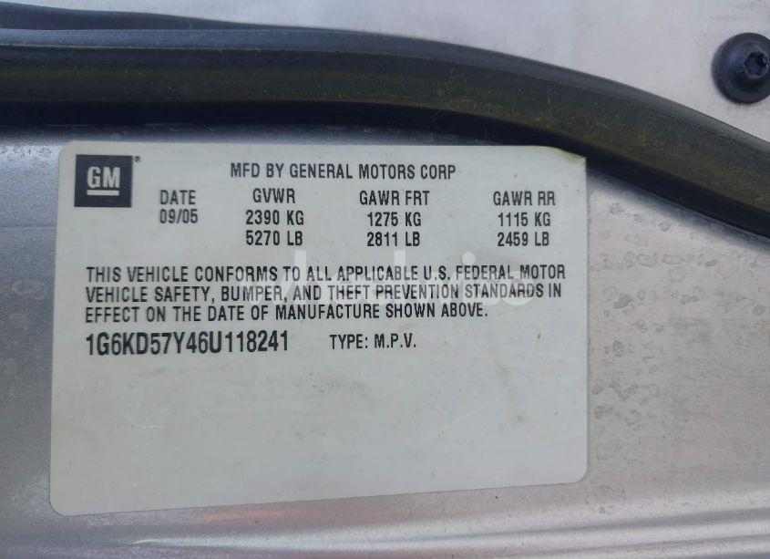 Photo 9 of 2006 Cadillac Dts (VIN 1G6KD57Y46U118241)