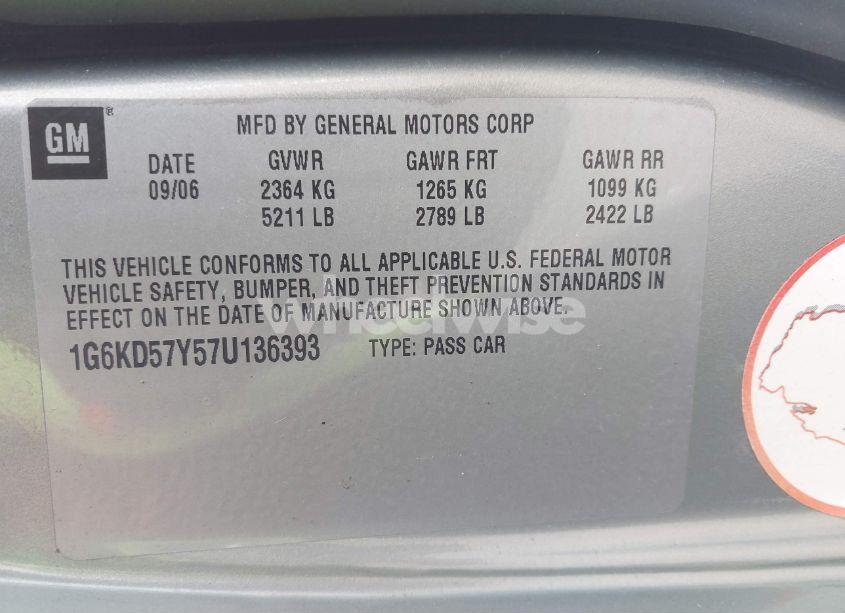 Photo 9 of 2007 Cadillac Dts LUXURY I (VIN 1G6KD57Y57U136393)