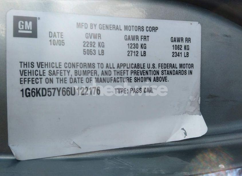 Photo 9 of 2006 Cadillac Dts STANDARD (VIN 1G6KD57Y66U122176)