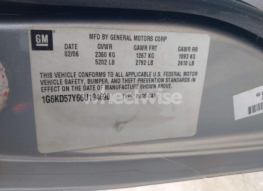 Photo 9 of 2006 Cadillac Dts (VIN 1G6KD57Y66U194690)