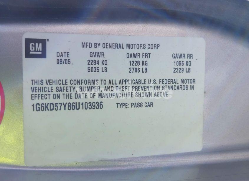 Photo 9 of 2006 Cadillac Dts (VIN 1G6KD57Y86U103936)