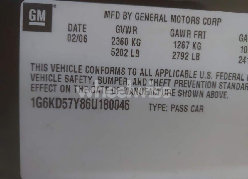 Photo 9 of 2006 Cadillac Dts (VIN 1G6KD57Y86U180046)