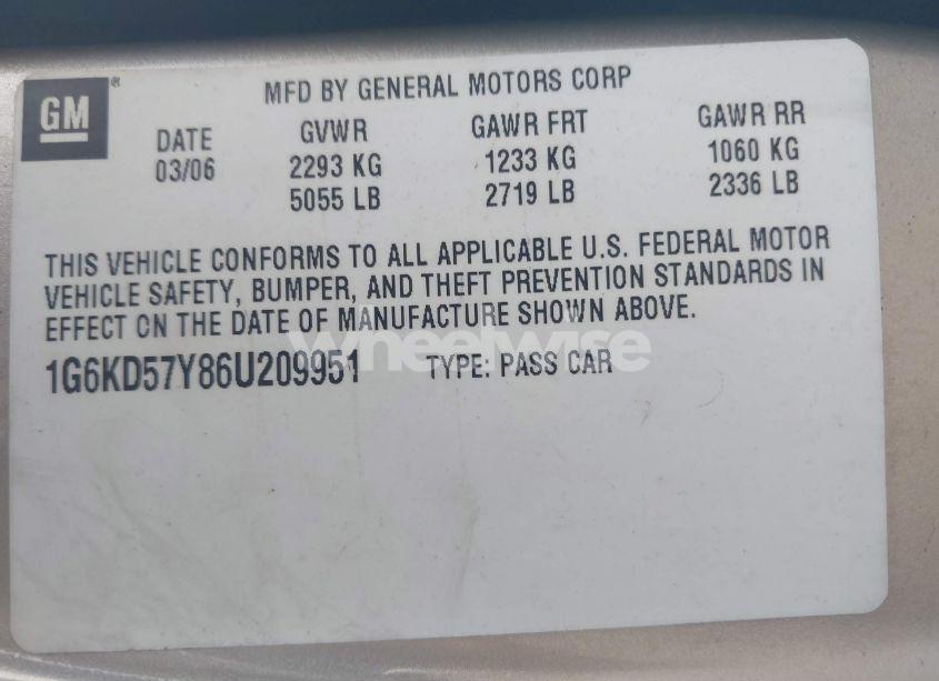 Photo 9 of 2006 Cadillac Dts (VIN 1G6KD57Y86U209951)