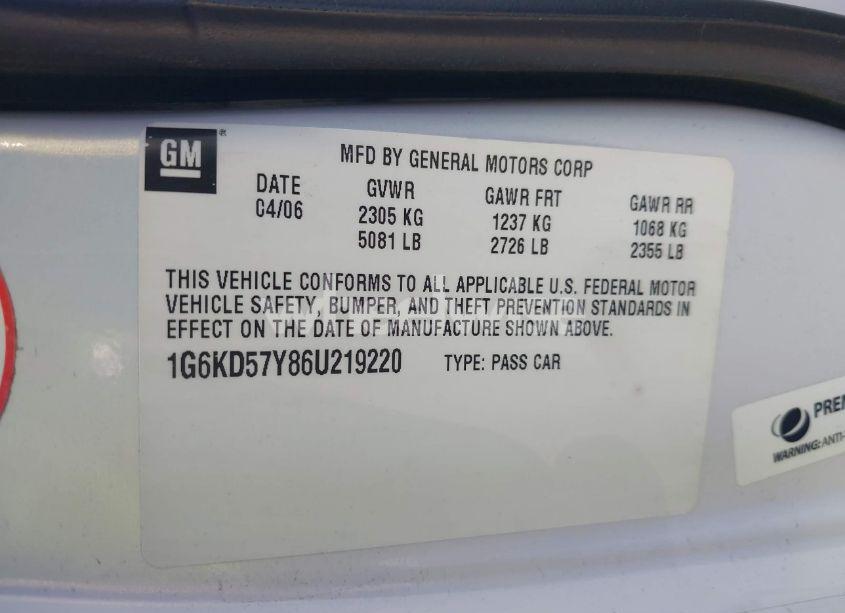 Photo 9 of 2006 Cadillac Dts (VIN 1G6KD57Y86U219220)