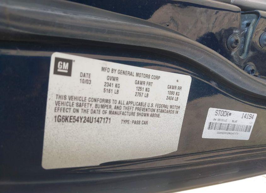 Photo 9 of 2004 Cadillac Deville DHS (VIN 1G6KE54Y24U147171)