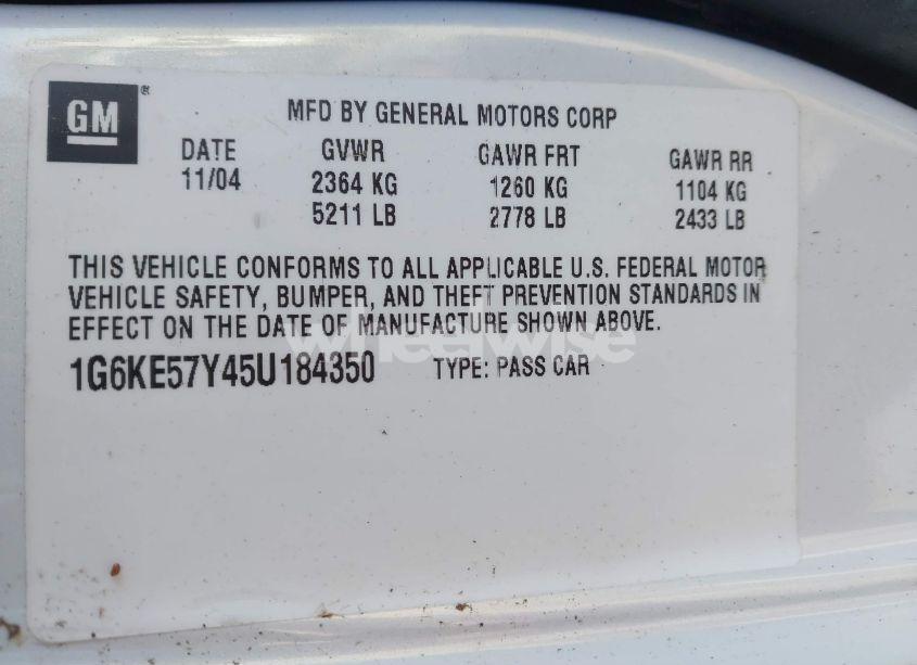 Photo 9 of 2005 Cadillac Deville DHS (VIN 1G6KE57Y45U184350)