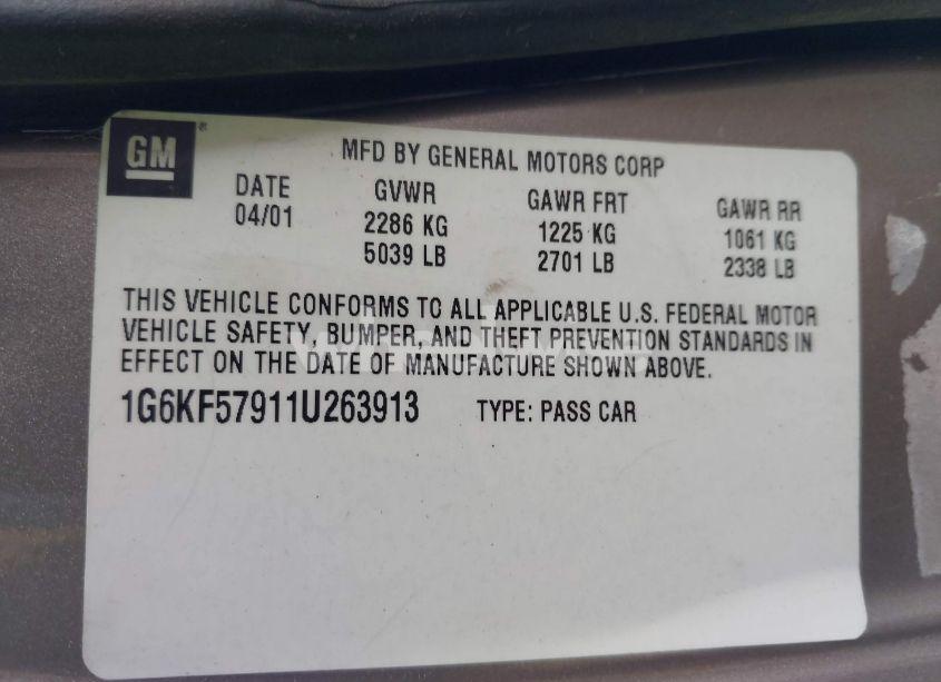 Photo 9 of 2001 Cadillac Deville DTS (VIN 1G6KF57911U263913)