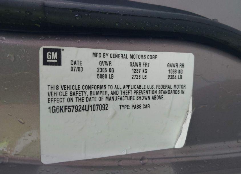 Photo 9 of 2004 Cadillac Deville DTS (VIN 1G6KF57924U107092)