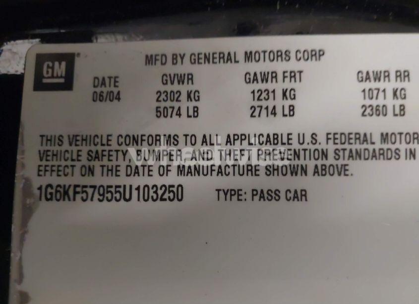 Photo 9 of 2005 Cadillac Deville DTS (VIN 1G6KF57955U103250)